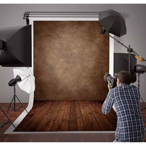 NEW Allenjoy Photography backdrop 5x7 ft. Fabric - Brown Wall w/ Wood Floor - Picture 3 of 5